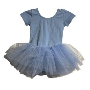 Girls Ballet Leotard with Attached Tulle Tutu – Size 140 (US 8–10) – Soft Blue